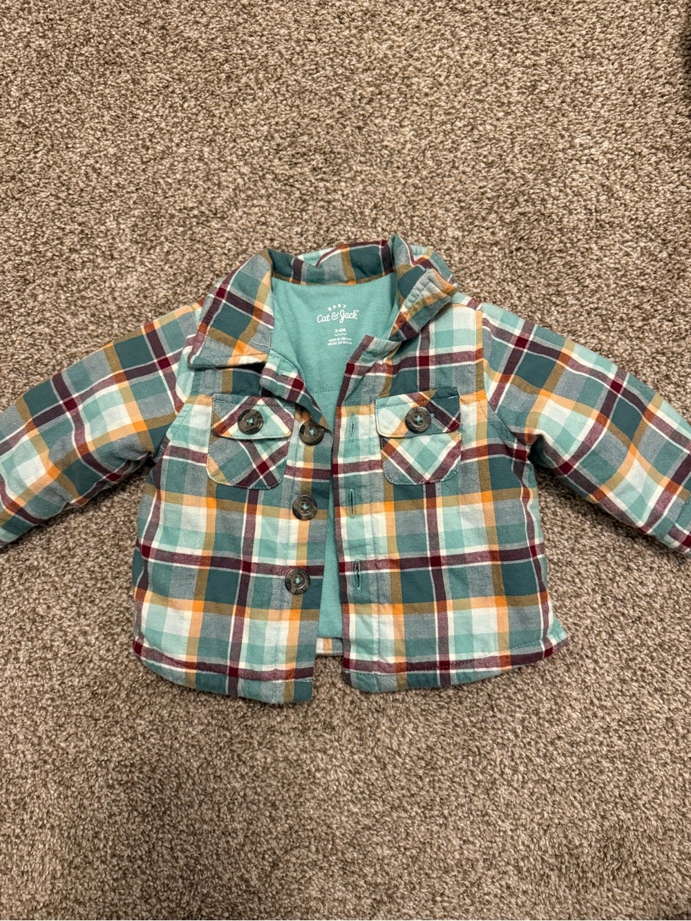 Carter's Plaid Button-Up Jacket Shacket- Teal, Mustard & Burgundy